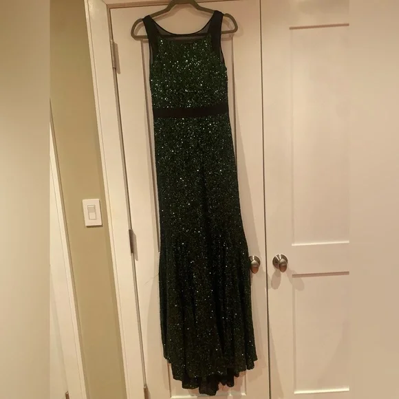 Badgley Mischka Green Sequin Gown